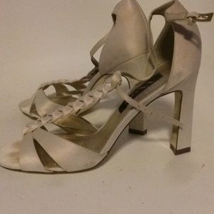 Nina braided open toe cream high heels in 7.5